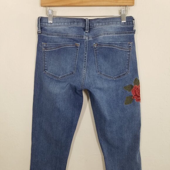 Express Mid Rise Ankle Legging Stretch Jeans Embroidered Floral Blue Size 6 - Picture 6 of 8